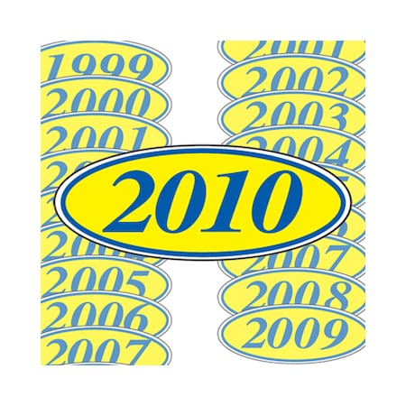 Blue & Yellow Oval Year Model Signs: 2010 Pk